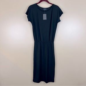 Lumiere Black Short Sleeve Simple Black Dress Small New Minimalist Capsule Basic